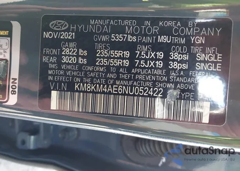 2022 Hyundai Ioniq 5 Se from USA, damaged, VIN KM8KM4AE6NU052422